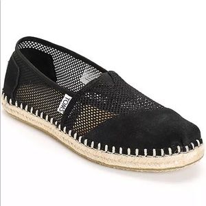 TOMS Women’s Alpargata Black Mesh Suede Slip On 9